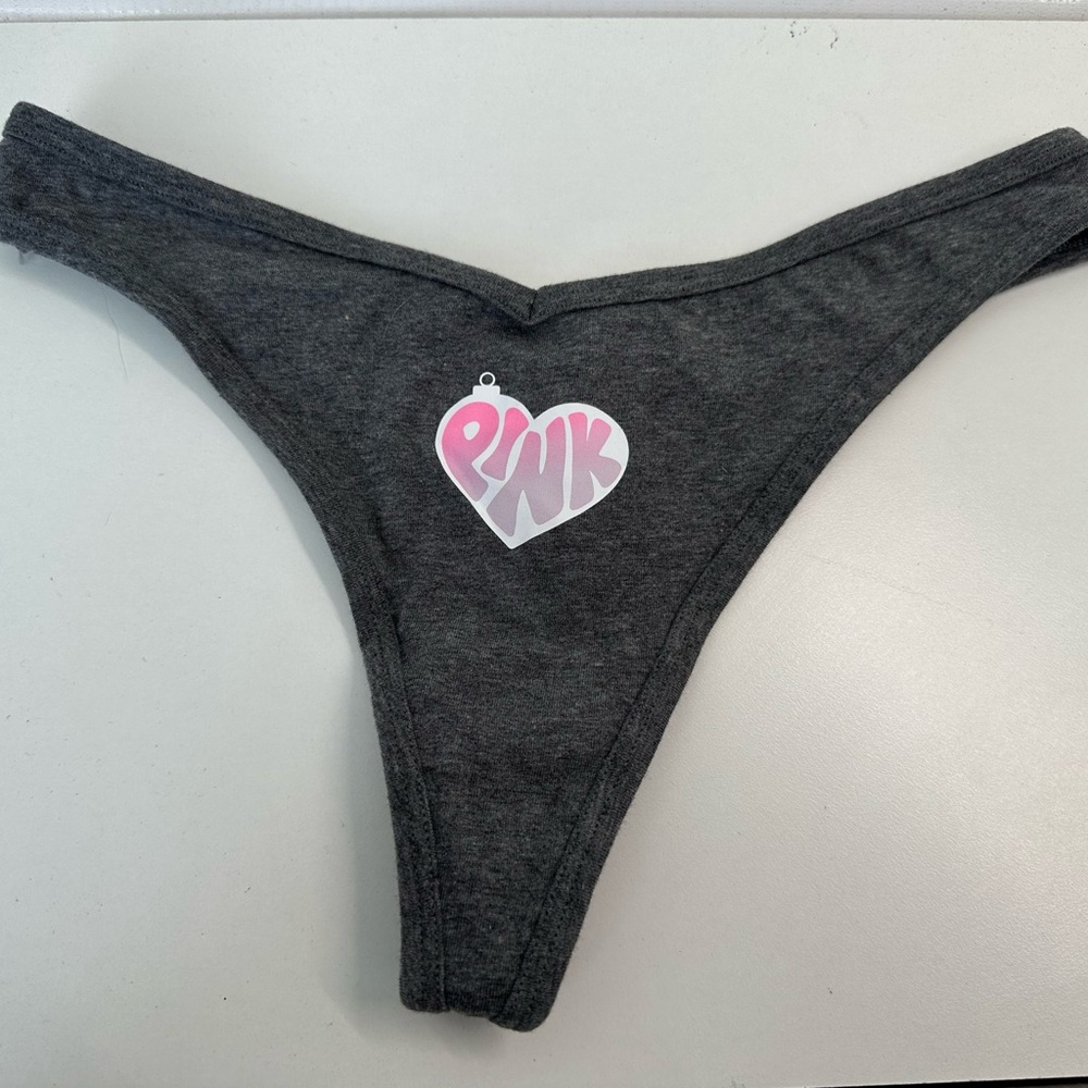 Gray PINK Ornament Logo Thong